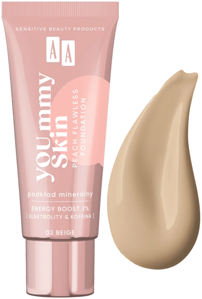AA YOU.mmy Skin Peach Flawless Foundation Fond de teint minéral 03 Beige 30 ml