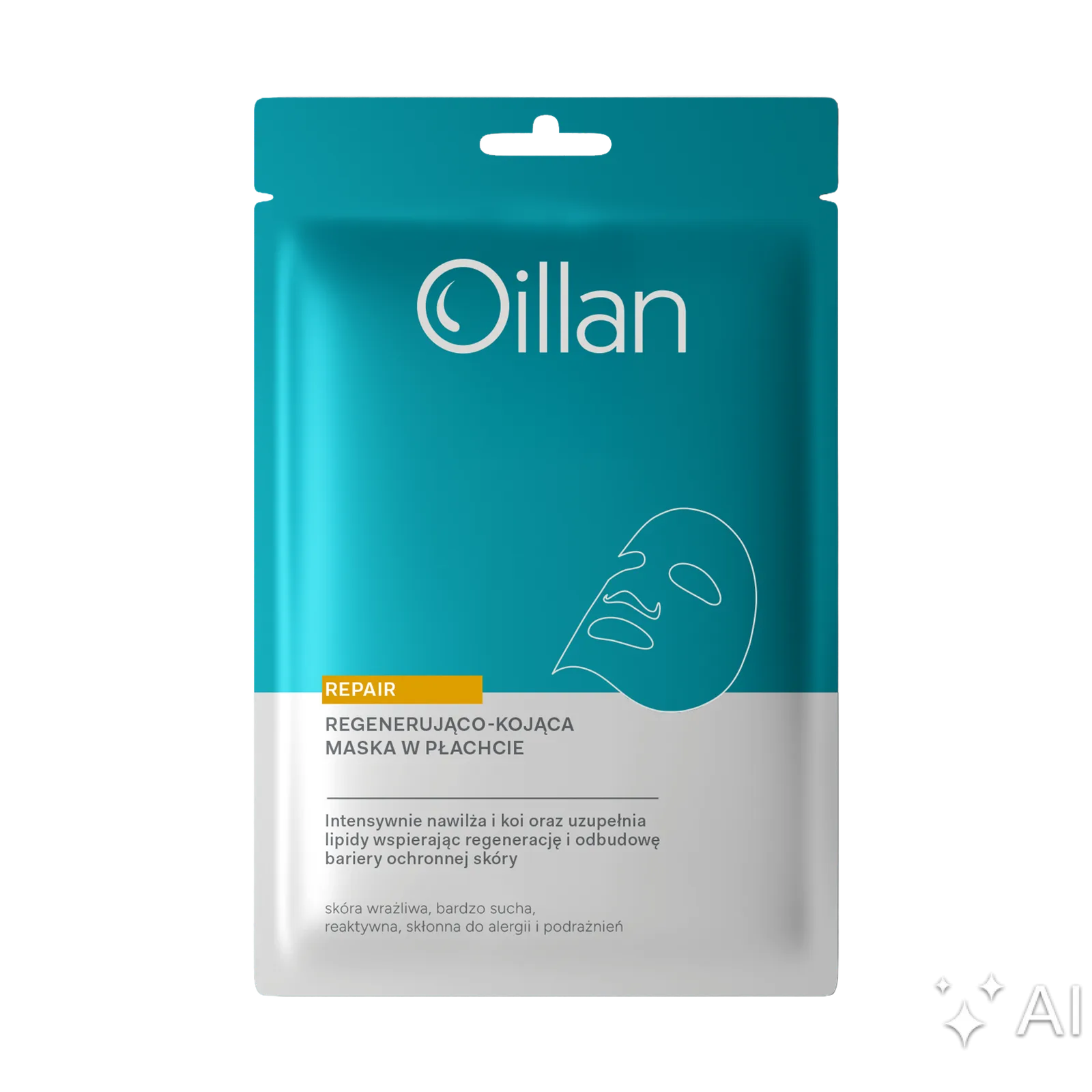 Masque en tissu hydratant et apaisant Oillan Repair pour peau très sèche et sensible 1 pièce