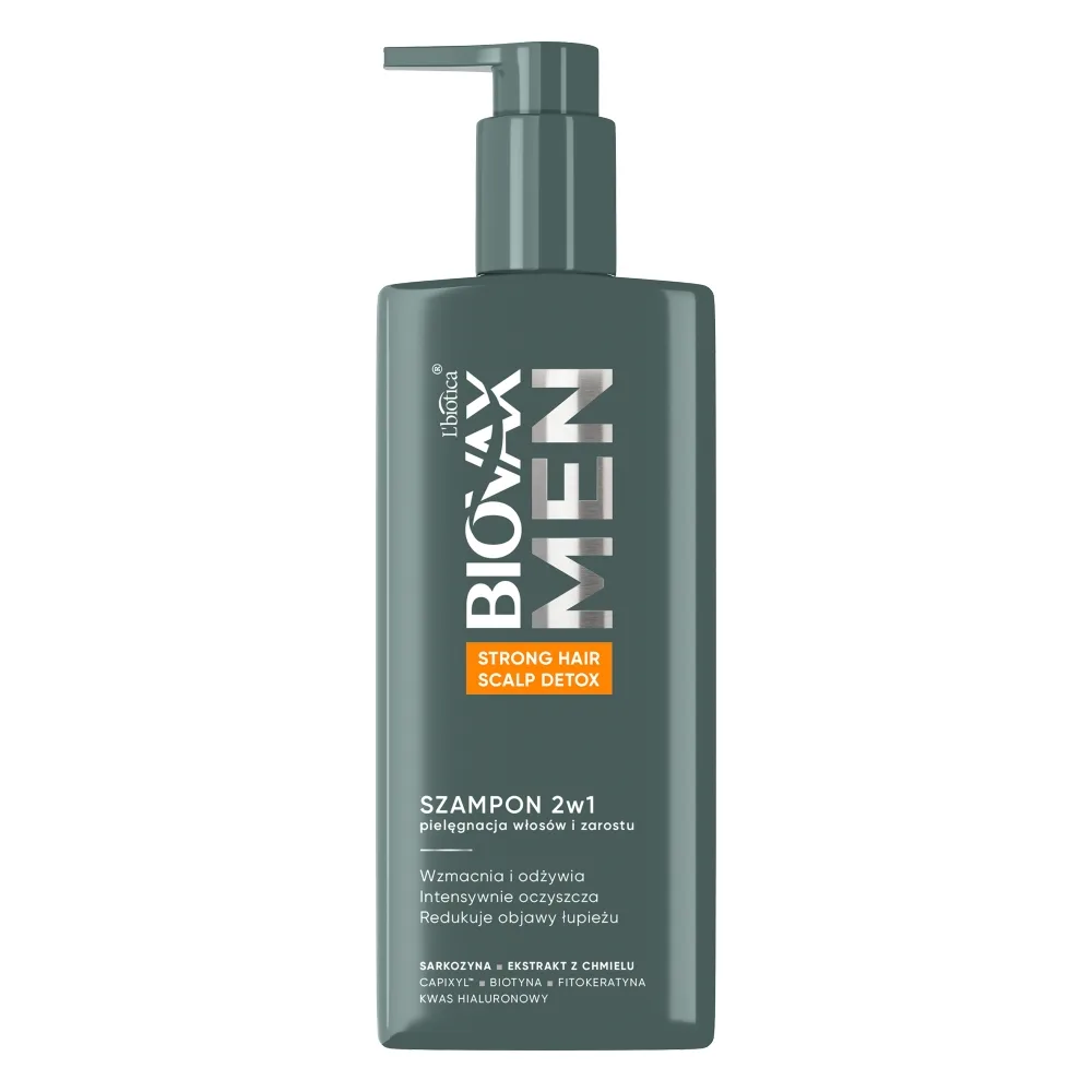 Biovax Men Strong Hair & Scalp Detox Shampooing 2 en 1 pour cheveux et barbe