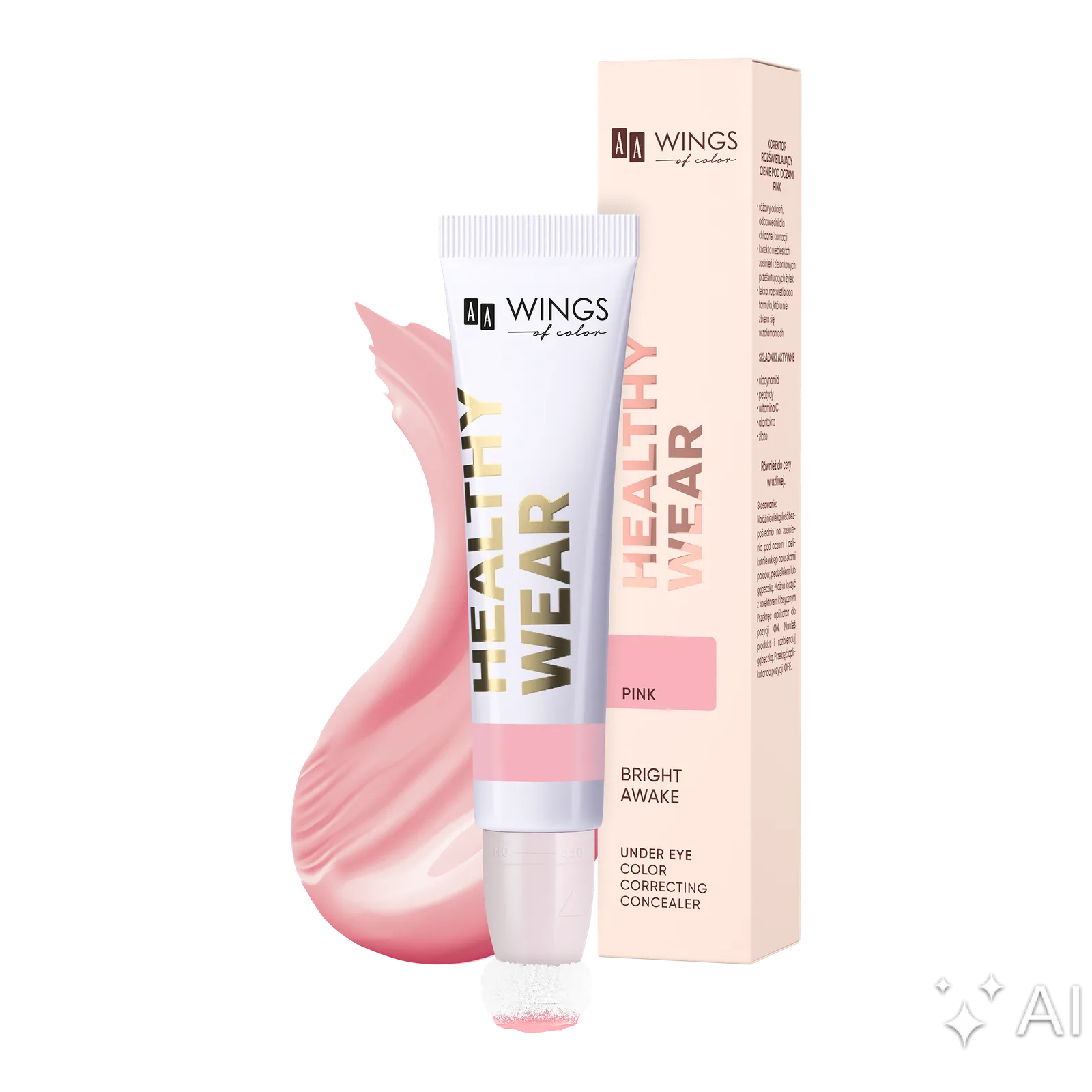 AA Wings Of Color Healthy Wear Bright Awake Korektor rozjaśniający cienie pod oczami Pink 13 ml