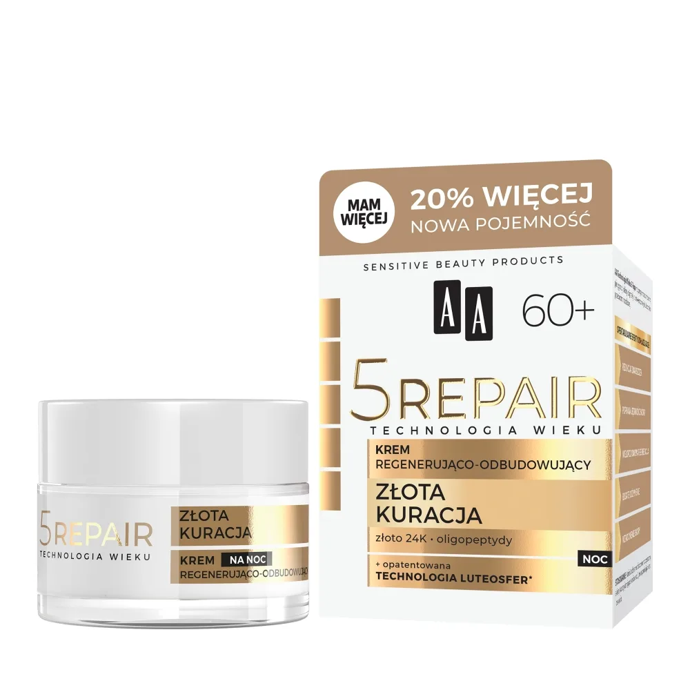 AA Technologia Wieku 5Repair 60+ Złota Kuracja Crème de nuit régénérante et réparatrice 60 ml