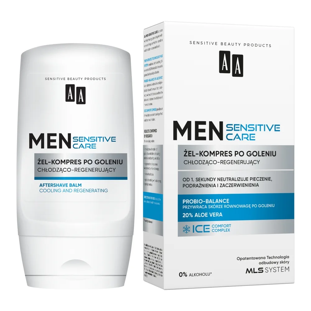 AA MEN Sensitive Gel-compresse après-rasage rafraîchissant et régénérant 100 ml