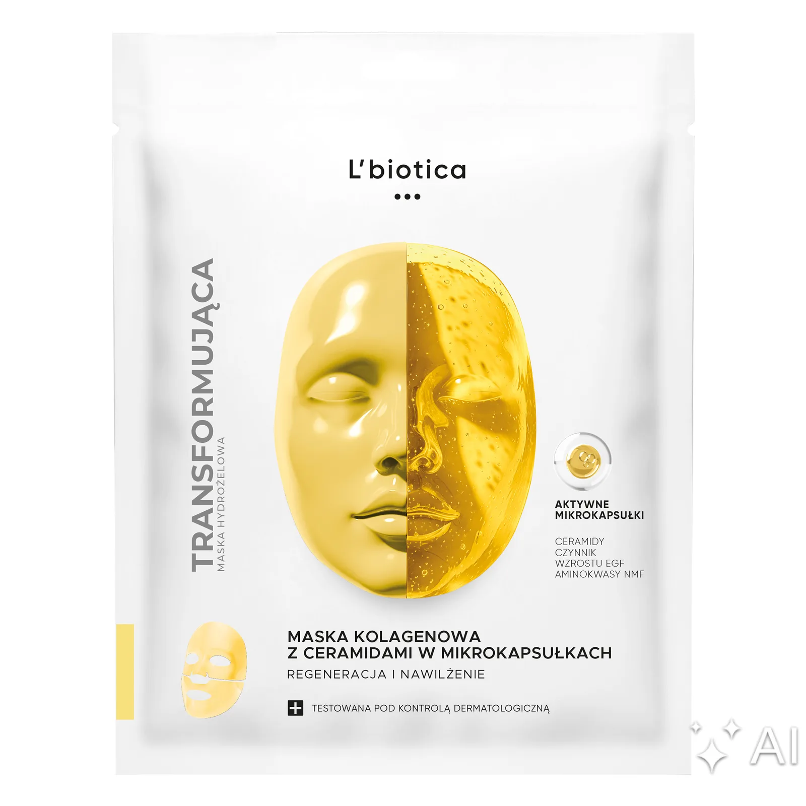 Masque au collagène L’Biotica avec céramides en microcapsules Régénération et hydratation 1 pièce