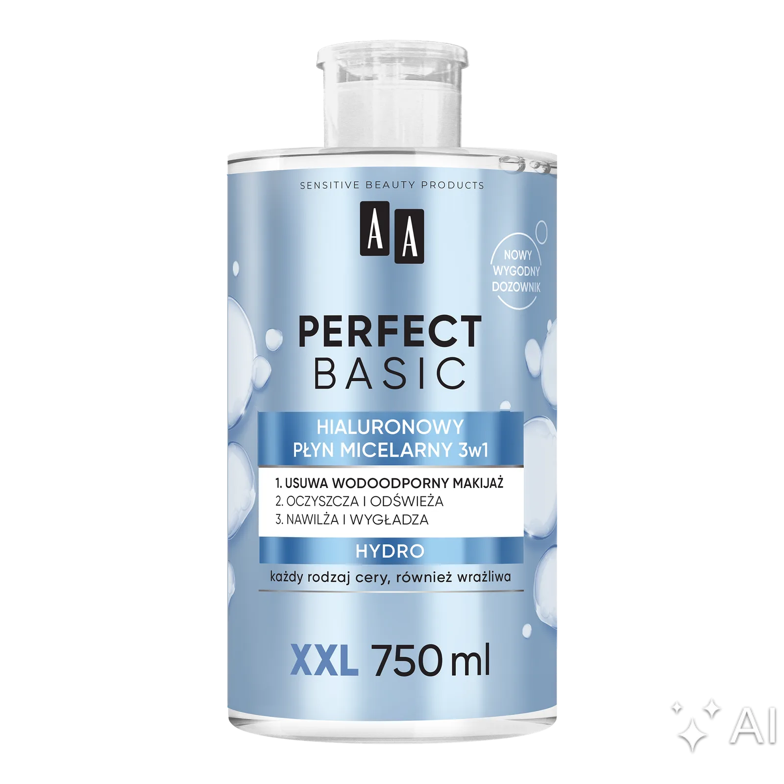 AA Perfect Basic Eau micellaire à l’acide hyaluronique 3 en 1 750 ml