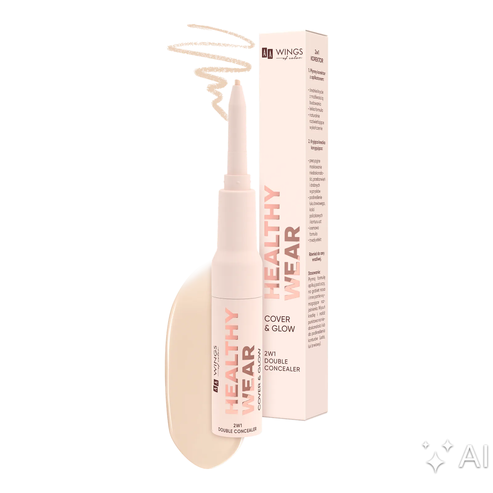 AA Wings Of Color Healthy Wear Double Concealer Cover&Glow Correcteur 2-en-1 301 Vanilla 0,2 g + 7 g