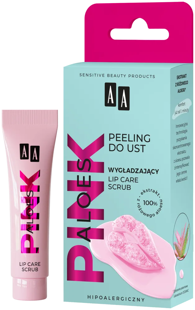 AA Aloes Pink Wygładzający peeling do ust lip care scrub 10 g