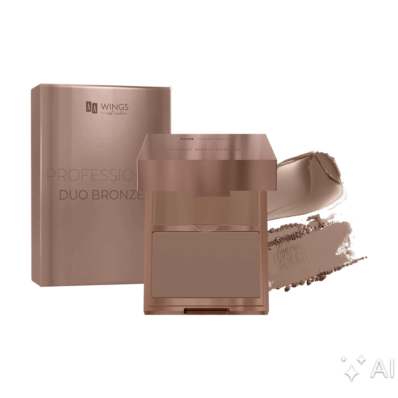 AA Wings Of Color Professional Duo Bronzer Bronzer pour le visage 2 en 1 01 Shadow Veil 3 g + 4 g