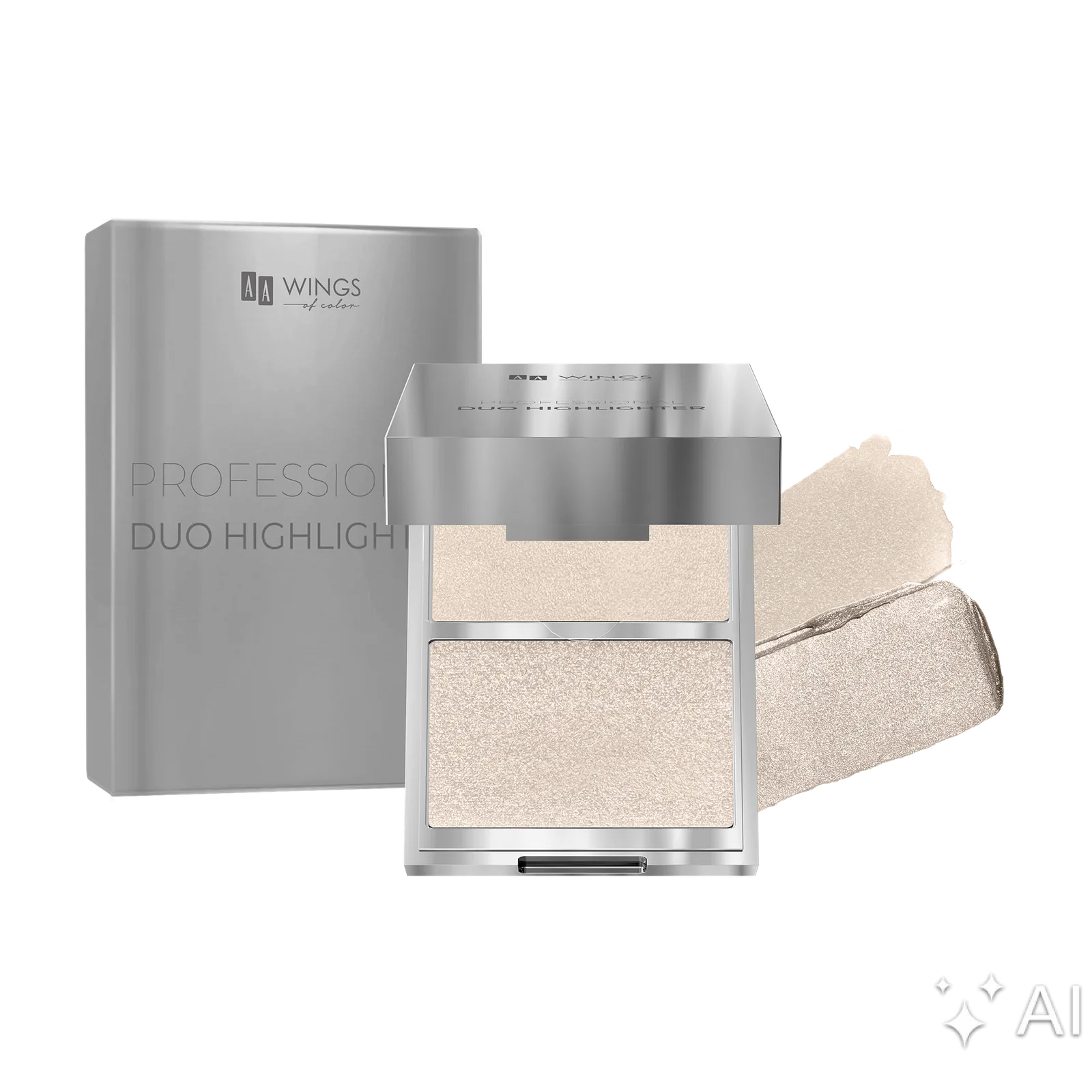 AA Wings Of Color Professional Duo Highlighter Enlumineur pour le visage 2 en 1 01 Sunlit Glow 3 g + 4 g