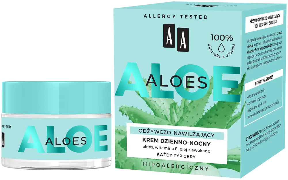AA ALOES 100% aloe vera extract Crème nourrissante et hydratante de jour et de nuit 50 ml