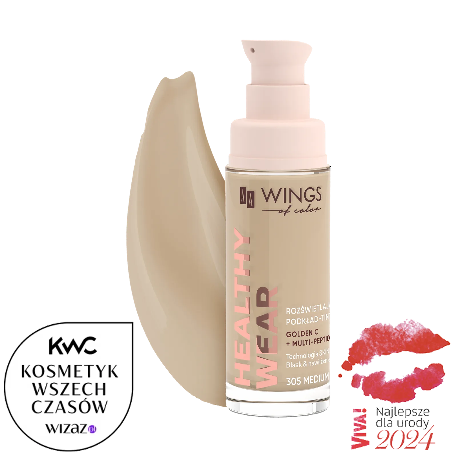AA WINGS OF COLOR Healthy Wear Fond de teint-tint illuminateur 305 Medium Beige 30 ml