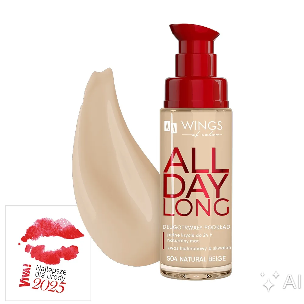 AA Wings of Color All Day Long Fond de teint longue tenue 504 Natural Beige 30 ml