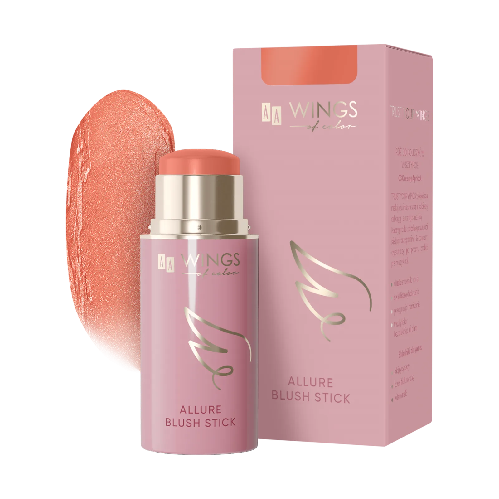 AA Wings Of Color Trust Your Wings Allure Blush Stick Blush en stick 03 Creamy Apricot 6 g