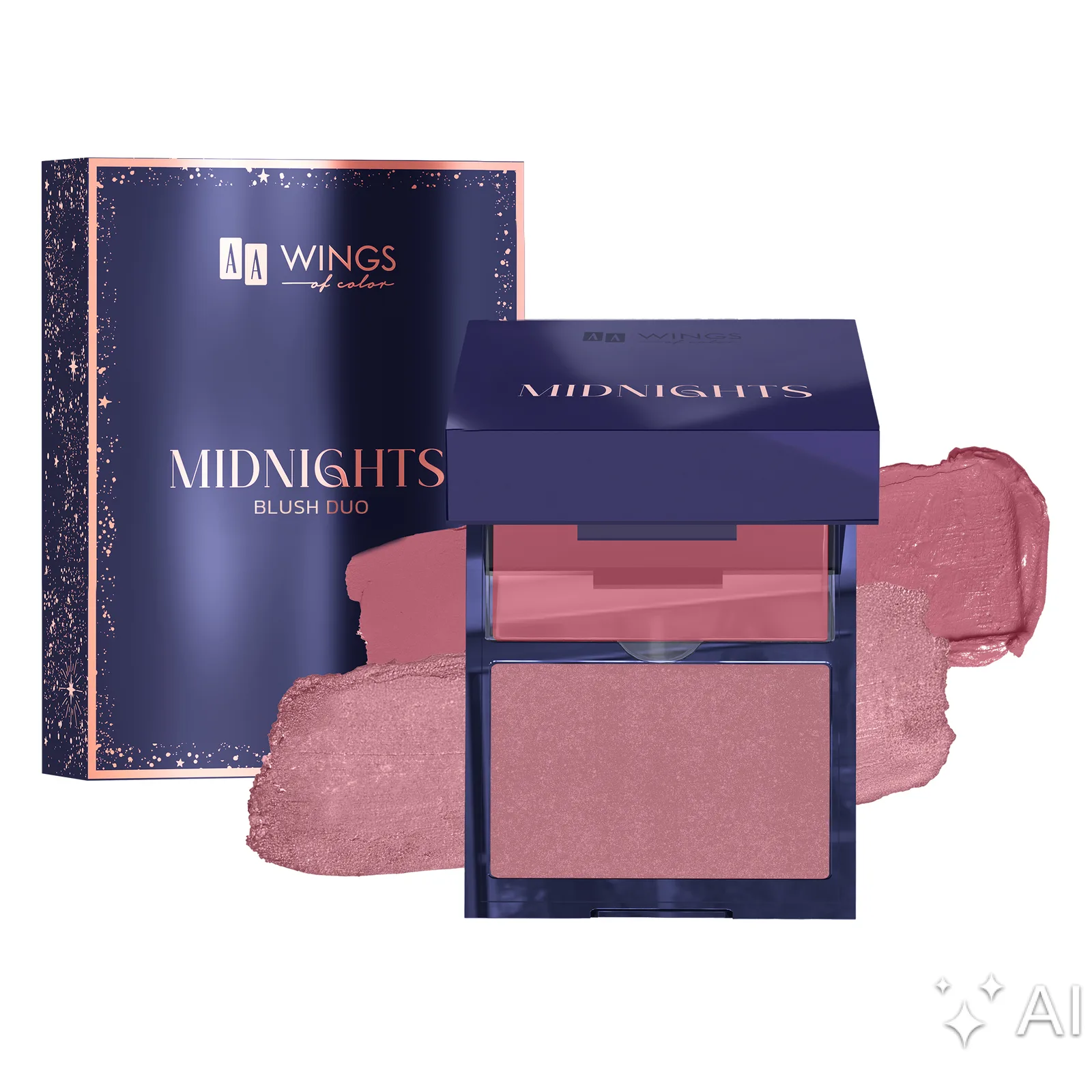 AA Wings Of Color Midnights Duo de blush 01 Nightfall Rose 3,2 g + 4 g