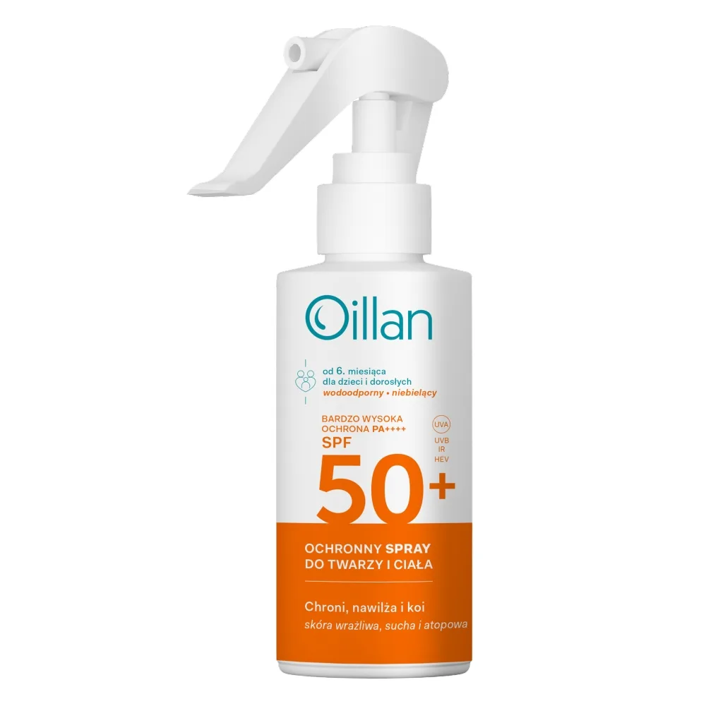 Spray solaire protecteur OILLAN pour visage et corps SPF50+ pour peaux sensibles 125 ml