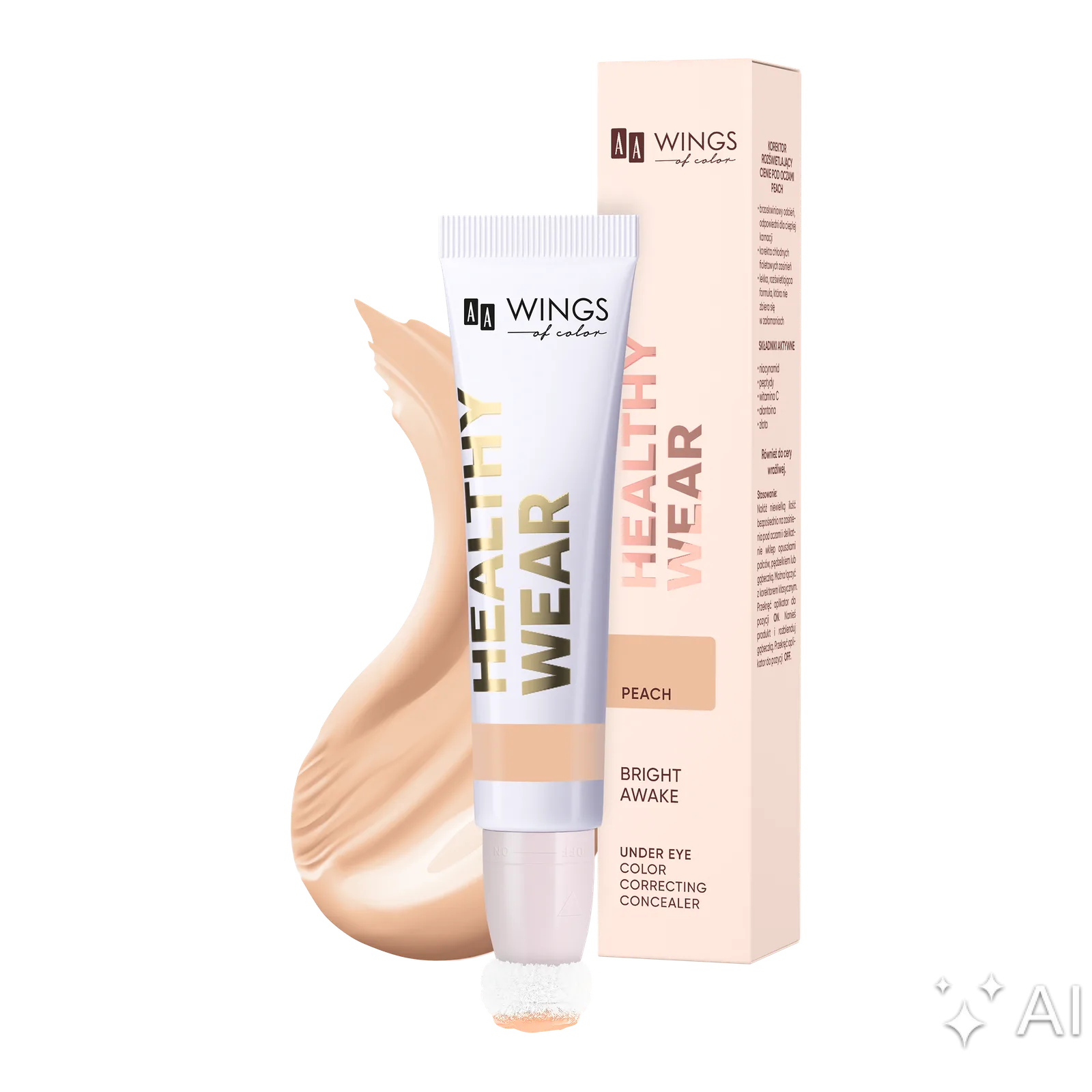 AA Wings Of Color Healthy Wear Bright Awake Correcteur illuminateur de cernes Peach 13 ml