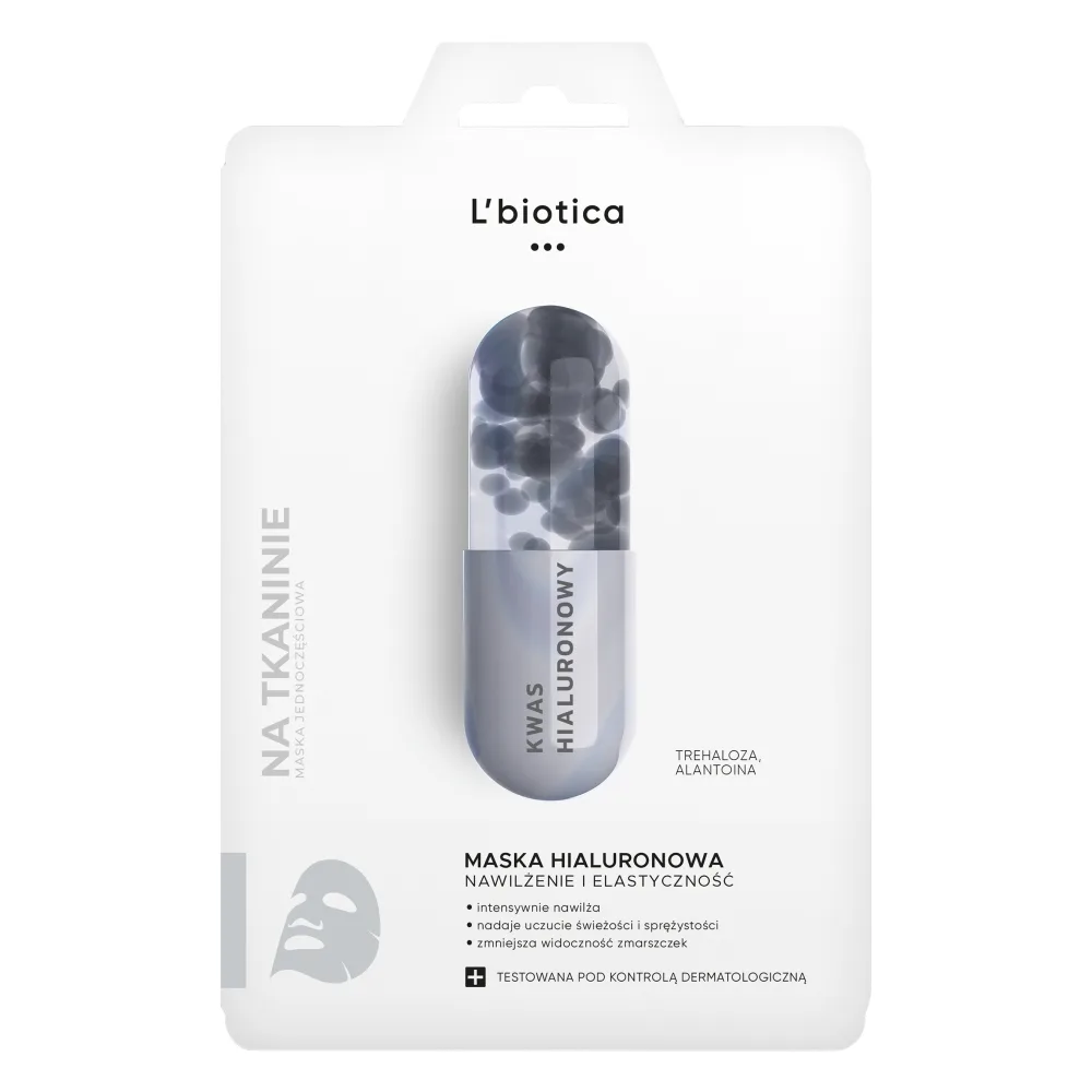 L'BIOTICA Masque en tissu à l’acide hyaluronique : hydrate et améliore la souplesse 23 ml