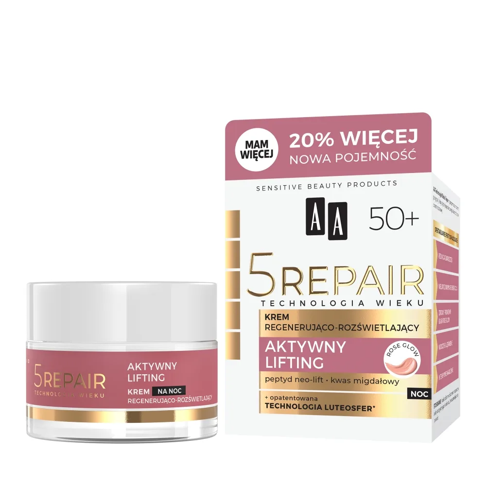 AA Technologia Wieku 5Repair 50+ Aktywny Lifting Crème de nuit régénérante et illuminatrice 60 ml
