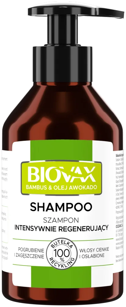 BIOVAX Shampooing Bambou & Huile d'avocat pour cheveux fins manquant de densité 200 ml