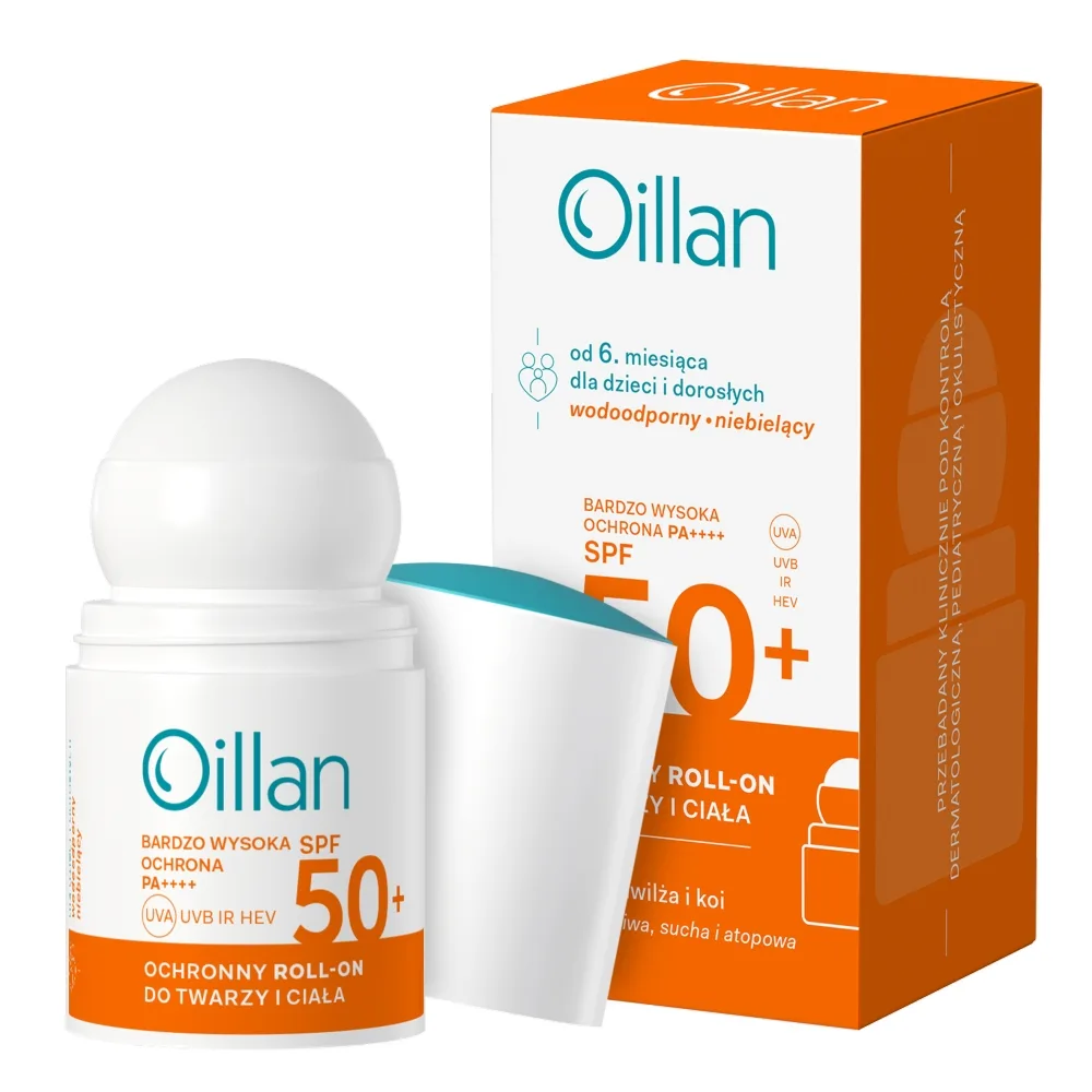 OILLAN Roll-on solaire protecteur pour le visage et le corps SPF50 peaux sensibles 50 ml