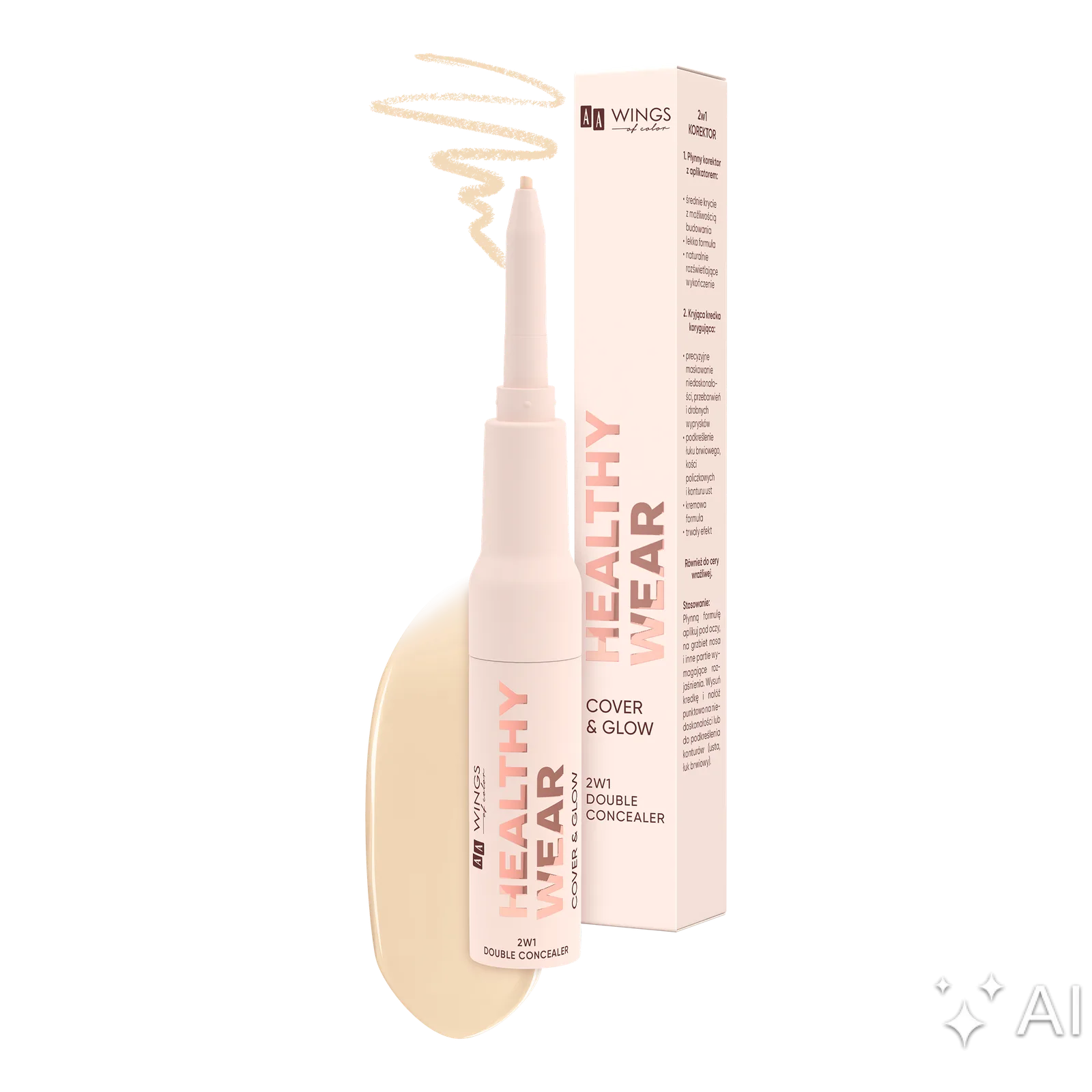 AA Wings Of Color Healthy Wear Double Concealer Cover&Glow Correcteur 2-en-1 300 Ivory 0,2 g + 7 g