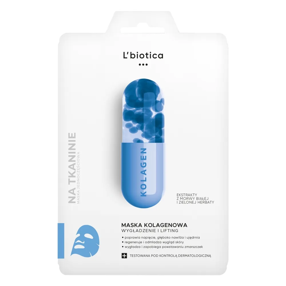 L'BIOTICA Masque en tissu au collagène : lisse et lifte 23 ml
